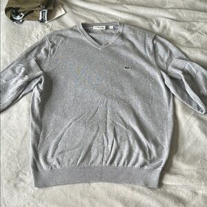 Lacoste Men's Gray V-Neck Sweater
